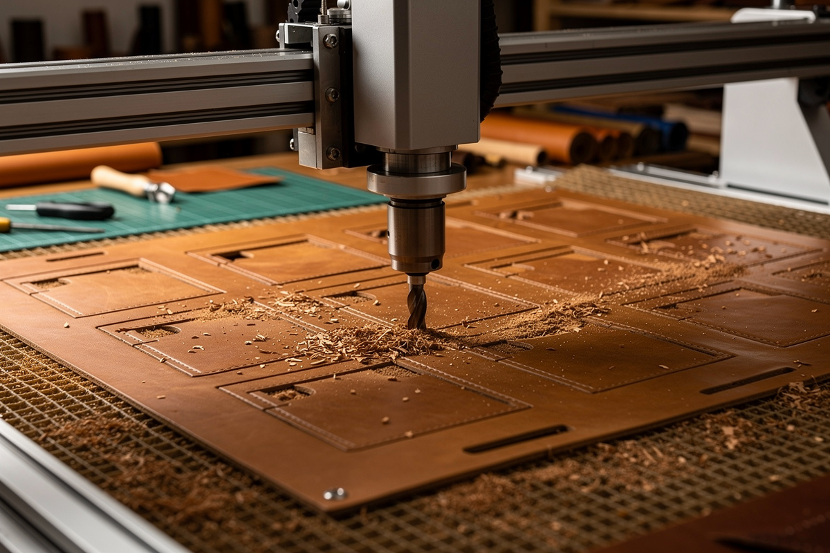 CNC-Cut Leather: Pattern Cutting, Form Blocks, and Press Dies on a Desktop CNC