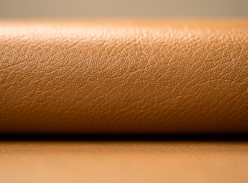Macro close-up of top-grain leather with a sanded smooth surface and uniform finish