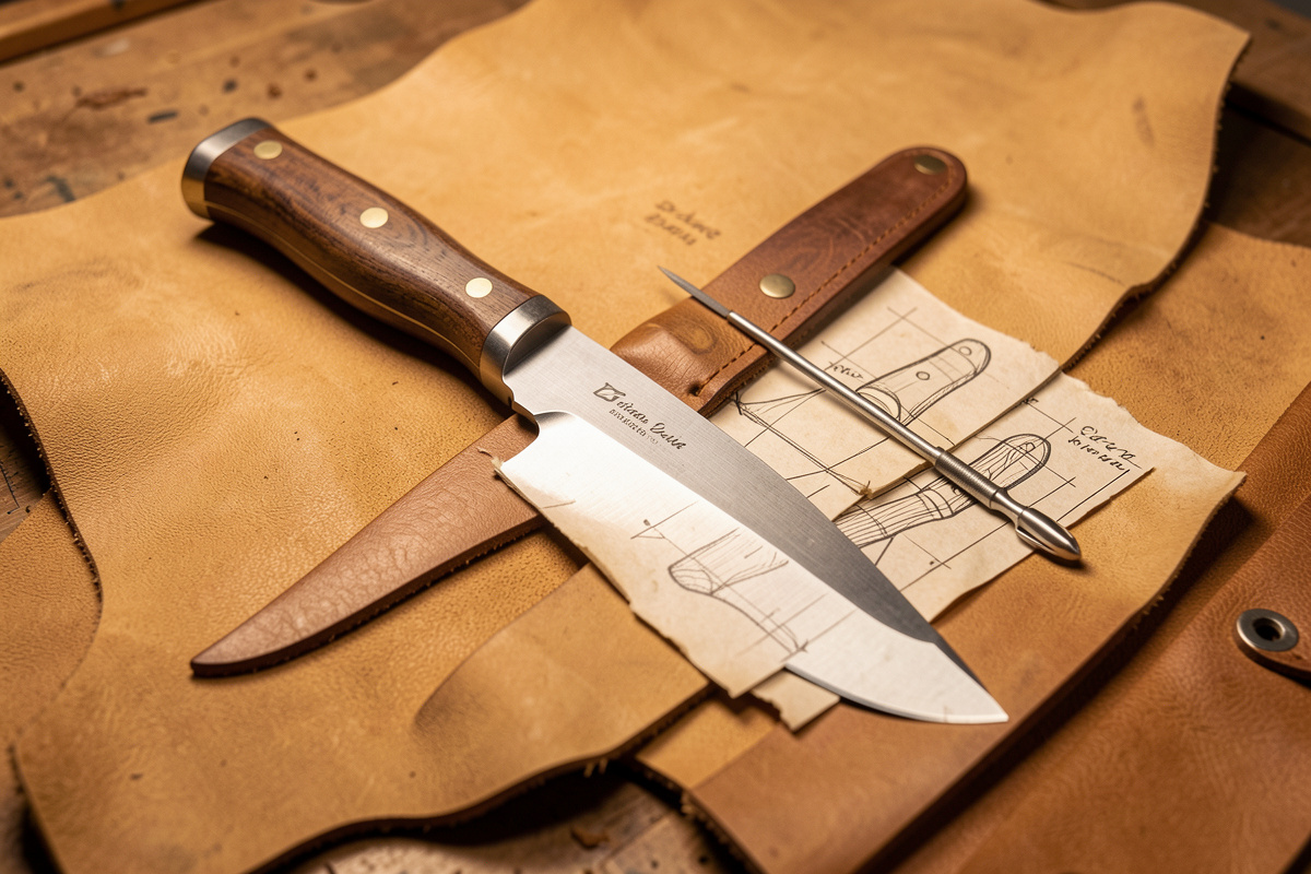 Handmade leather knife sheath finished