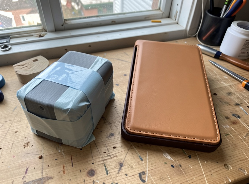 A 3D-printed replica buck used as a form for molding a custom leather case
