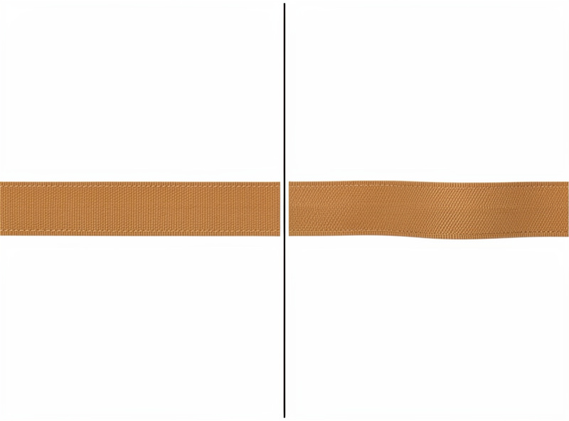 A firm bridle strap held next to a floppy soft chrome-tan strap showing the sag difference