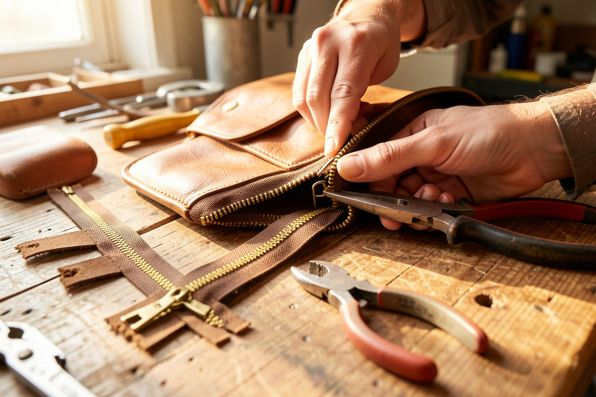 How to Replace a Broken Zipper in a Leather Bag