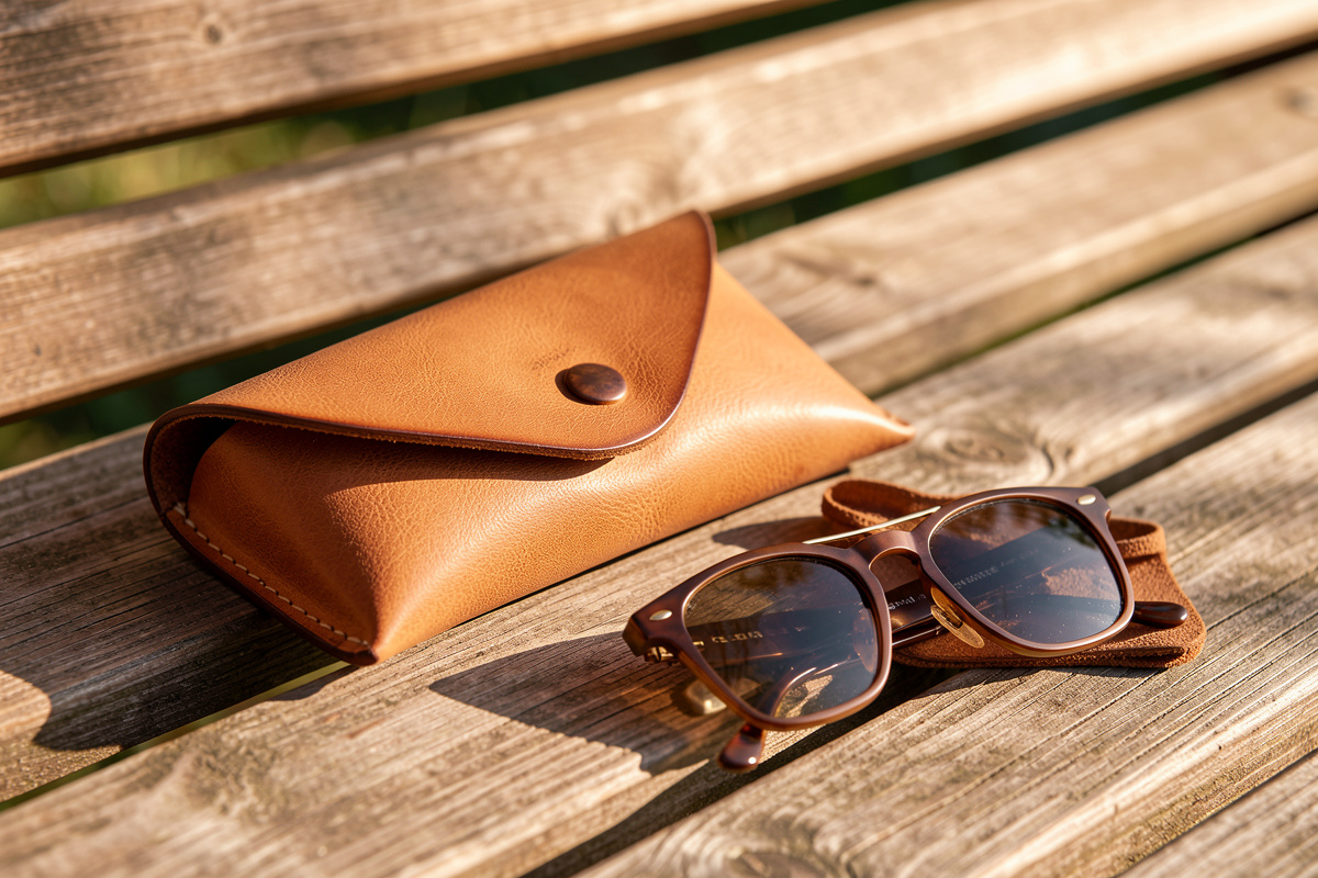 Soft leather pouch for sunglasses