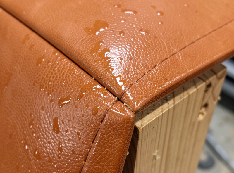 Wet cased veg-tan leather being boned into a sharp inside corner over a wooden form block